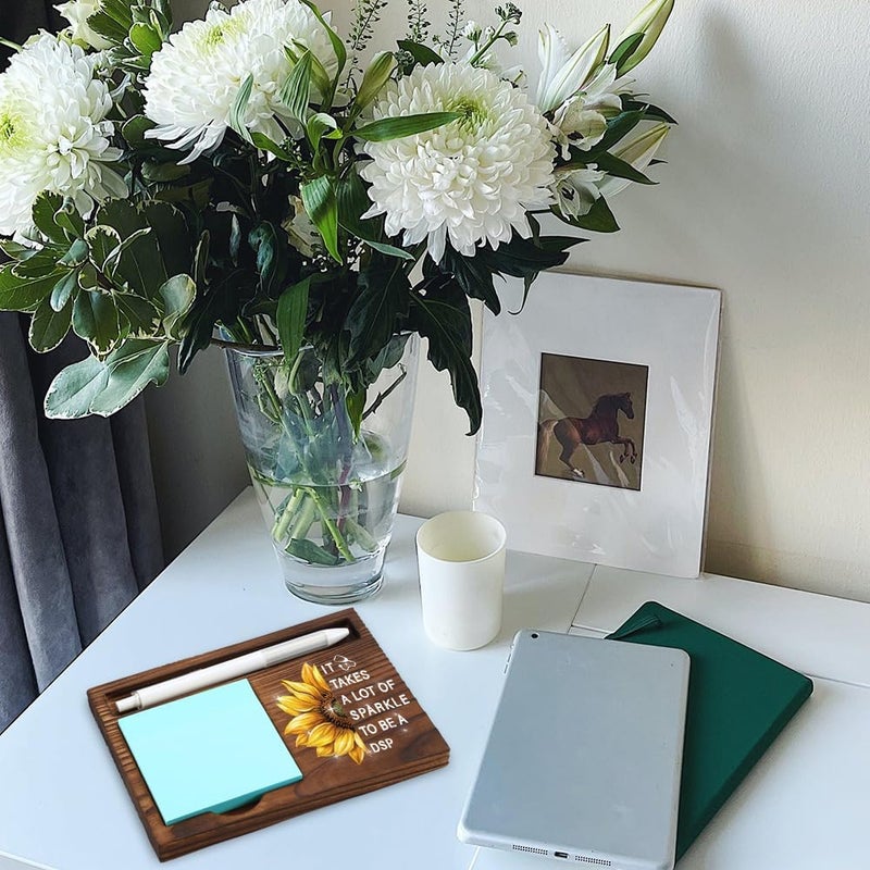 VYNWPDFLI DSP Appreciation Gift, Sunflower Plaque for Direct Support Professionals, Motivational Office Decor for DSPs, Natural Wood Recognition Gift, Wooden Sticky Note Holder,LQQ114 - Image 2